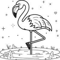 Flamingo coloring pages. Flamingo outline vector for coloring book