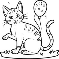 Cute cat coloring pages for coloring book. Cat outline vector. Playing cat coloring pages. Funny cat outline vector