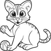 Cute cat coloring pages for coloring book. Cat outline vector. Playing cat coloring pages. Funny cat outline vector