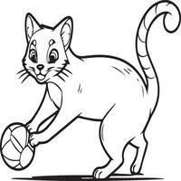 Cute cat coloring pages for coloring book. Cat outline vector. Playing cat coloring pages. Funny cat outline vector