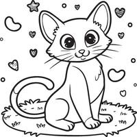 Cute cat coloring pages for coloring book. Cat outline vector. Playing cat coloring pages. Funny cat outline vector