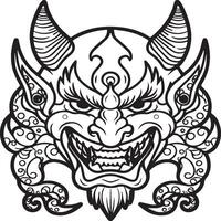 Oni coloring pages. Japanese oni coloring pages. Oni outline vector