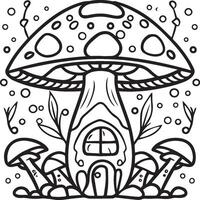 Mushroom coloring pages. Mushroom outline vector for coloring book