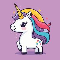 Cute kawaii unicorn illustration colorful vector art for children