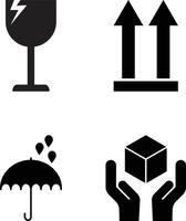 Packaging symbols vector isolated on white background . Packing and shipping icons set