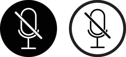 Mic off icon set in two styles . Microphone audio muted icon . Disable Microphone icon vector