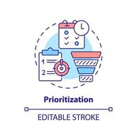 Prioritization multi color concept icon. Task management, productivity. Round shape line illustration. Abstract idea. Graphic design. Easy to use in infographic, promotional material, article vector