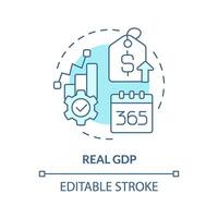 Real gdp soft blue concept icon. Macro economy. Government revenue, capital gain. Market value. Round shape line illustration. Abstract idea. Graphic design. Easy to use in brochure, booklet vector