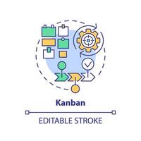 Kanban method multi color concept icon. Team management. Round shape line illustration. Abstract idea. Graphic design. Easy to use in infographic, promotional material, article, blog post vector