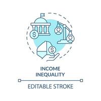 Income inequality soft blue concept icon. Wages and salaries gap. Quality of life, financial stability. Round shape line illustration. Abstract idea. Graphic design. Easy to use in brochure, booklet vector