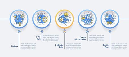 Prioritization tools circle infographic template. Task management. Data visualization with 5 steps. Editable timeline info chart. Workflow layout with line icons vector