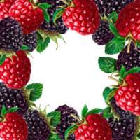 ai generato un' varietà di frutta e frutti di bosco, un' telaio per un assortimento di dolce frutta. multivitaminico complesso striscione, bianca sfondo. il design di il disposizione per frullati. png