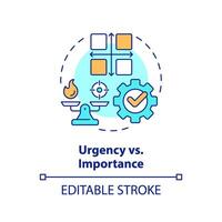 Urgency vs importance multi color concept icon. Task management. Round shape line illustration. Abstract idea. Graphic design. Easy to use in infographic, promotional material, article, blog post vector