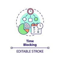 Time blocking multi color concept icon. Workflow management. Round shape line illustration. Abstract idea. Graphic design. Easy to use in infographic, promotional material, article, blog post vector