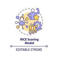 RICE scoring model multi color concept icon. Teamwork organization. Round shape line illustration. Abstract idea. Graphic design. Easy to use in infographic, promotional material, article, blog post vector