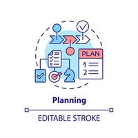 Planning multi color concept icon. Time organization. Round shape line illustration. Abstract idea. Graphic design. Easy to use in infographic, promotional material, article, blog post vector