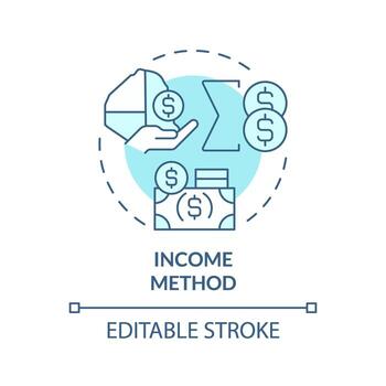 Income method soft blue concept icon. Finance metric indicator. Wages and salaries. Business growth. Round shape line illustration. Abstract idea. Graphic design. Easy to use in brochure, booklet vector