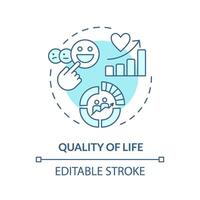 Quality of life soft blue concept icon. Demography statistics. Geopolitical happiness metrics. Round shape line illustration. Abstract idea. Graphic design. Easy to use in brochure, booklet vector