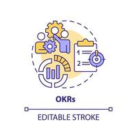 OKRs method multi color concept icon. Goal setting technique. Round shape line illustration. Abstract idea. Graphic design. Easy to use in infographic, promotional material, article, blog post vector