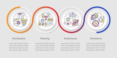 Time management prioritization loop infographic template. Data visualization with 4 steps. Editable timeline info chart. Workflow layout with line icons vector