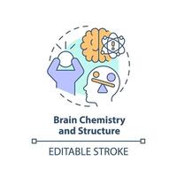 Brain chemistry and structure multi color concept icon. Nervous system. Round shape line illustration. Abstract idea. Graphic design. Easy to use in infographic, presentation, brochure, booklet vector