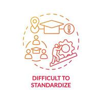 Difficult to standardize red gradient concept icon. Experiential learning. Different learning outcomes. Round shape line illustration. Abstract idea. Graphic design. Easy to use in presentation vector