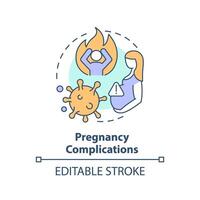 el embarazo complicaciones multi color concepto icono. fetal salud, ginecología. redondo forma línea ilustración. resumen idea. gráfico diseño. fácil a utilizar en infografía, presentación, folleto, folleto vector