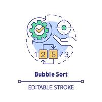 Bubble sort method multi color concept icon. Task management. Round shape line illustration. Abstract idea. Graphic design. Easy to use in infographic, promotional material, article, blog post vector