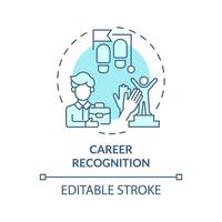 Career recognition soft blue concept icon. Professional achievement. Employee recognition. Job promotion. Workplace culture. Round shape line illustration. Abstract idea. Graphic design. Easy to use vector