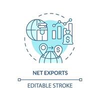 Net exports soft blue concept icon. National economic. Global market, gdp calculating. Round shape line illustration. Abstract idea. Graphic design. Easy to use in brochure, booklet vector