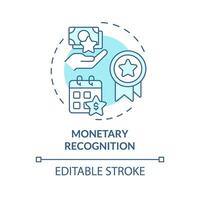 Monetary recognition soft blue concept icon. Employee recognition. Gifts and bonuses. Salary increase. Payday. Round shape line illustration. Abstract idea. Graphic design. Easy to use vector