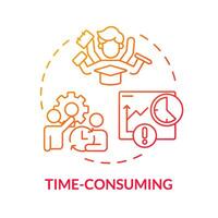 Time-consuming red gradient concept icon. Multitasking. Time limits. More time-consuming tasks. Round shape line illustration. Abstract idea. Graphic design. Easy to use in presentation vector