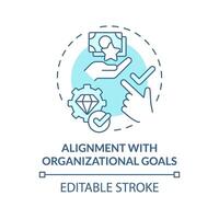 Alignment with organizational goals soft blue concept icon. Employee recognition. Company core values. Workplace culture. Round shape line illustration. Abstract idea. Graphic design. Easy to use vector