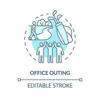 Office outing soft blue concept icon. Employee recognition. Team building. Leisure activity. Corporate event. Round shape line illustration. Abstract idea. Graphic design. Easy to use vector