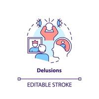 Delusion mental illness multi color concept icon. Cognitive disorder. Round shape line illustration. Abstract idea. Graphic design. Easy to use in infographic, presentation, brochure, booklet vector