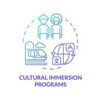 Cultural immersion programs blue gradient concept icon. Student exchange program. Round shape line illustration. Abstract idea. Graphic design. Easy to use in presentation vector
