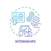 Internships blue gradient concept icon. Practical professional experience. Intern for improving skills. Round shape line illustration. Abstract idea. Graphic design. Easy to use in presentation vector