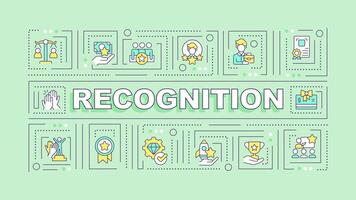Employee recognition green word concept. Corporate culture. Typography banner. Flat design. Vector illustration with title text, editable line icons. Ready to use