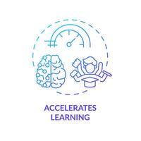 Accelerates learning blue gradient concept icon. Multitasking. Students involved in education. Round shape line illustration. Abstract idea. Graphic design. Easy to use in presentation vector
