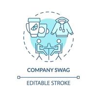 Company swag soft blue concept icon. Office branded merchandise. Gifts for team members. Employee recognition. Round shape line illustration. Abstract idea. Graphic design. Easy to use vector