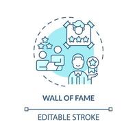 Wall of fame soft blue concept icon. Employee recognition and praise. Worker acknowledgement. Employee of the month. Round shape line illustration. Abstract idea. Graphic design. Easy to use vector