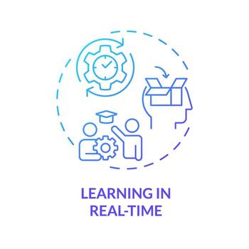 aprendizaje en real hora azul degradado concepto icono. resolviendo problemas y retos fuente de aprendiendo. redondo forma línea ilustración. resumen idea. gráfico diseño. fácil a utilizar en presentación vector