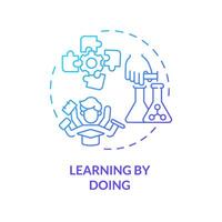 Learning by doing blue gradient concept icon. Hands-on education. Experiential learning strategy. Activities. Round shape line illustration. Abstract idea. Graphic design. Easy to use in presentation vector