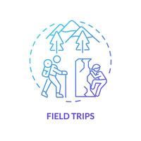 Field trips blue gradient concept icon. Experiential learning. Interaction with nature. Round shape line illustration. Abstract idea. Graphic design. Easy to use in presentation vector