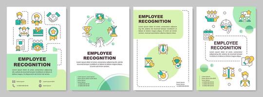 Employee recognition green brochure template. Leaflet design with linear icons. Editable 4 vector layouts for presentation, annual reports