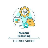 Numeric reasoning multi color concept icon. Mathematical intelligence. Round shape line illustration. Abstract idea. Graphic design. Easy to use in infographic, presentation, brochure, booklet vector