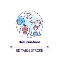 Hallucination, neurology illness multi color concept icon. Perception disease. Round shape line illustration. Abstract idea. Graphic design. Easy to use in infographic, presentation, brochure, booklet vector