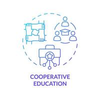 Cooperative education blue gradient concept icon. Blending classroom learning with practical work experience. Round shape line illustration. Abstract idea. Graphic design. Easy to use in presentation vector