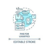 FMS for logistics soft blue concept icon. Shipping logistics, transportation management. Round shape line illustration. Abstract idea. Graphic design. Easy to use in infographic, presentation vector