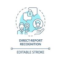 Direct report recognition soft blue concept icon. Private form of employee acknowledgement. Secure communication. Round shape line illustration. Abstract idea. Graphic design. Easy to use vector